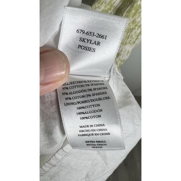 Rails Skylar Posies Dress Green Flutter Sleeve Crepe Stretch XS MIDI Smocked EUC - Picture 9 of 11